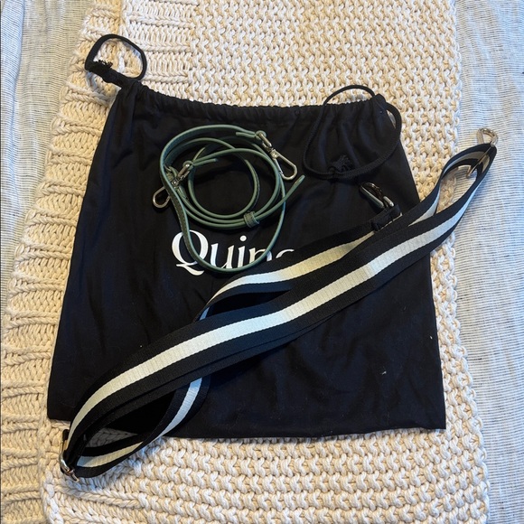 Quince mini woven leather shoulder bag in sage green. - Picture 6 of 10